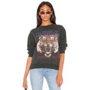 Anine Bing Black Graphic Tiger Sweatshirt